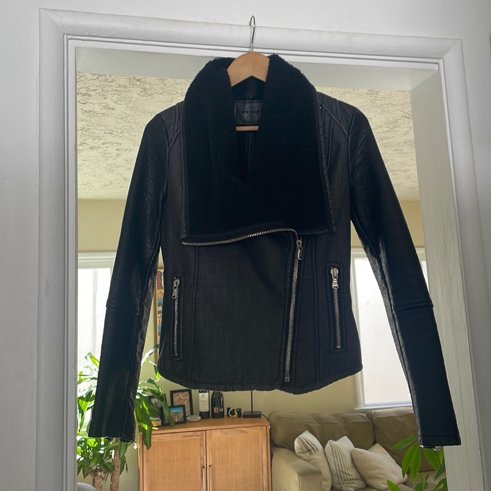 Blank NYC great moto jacket with faux leather arms and cool design
